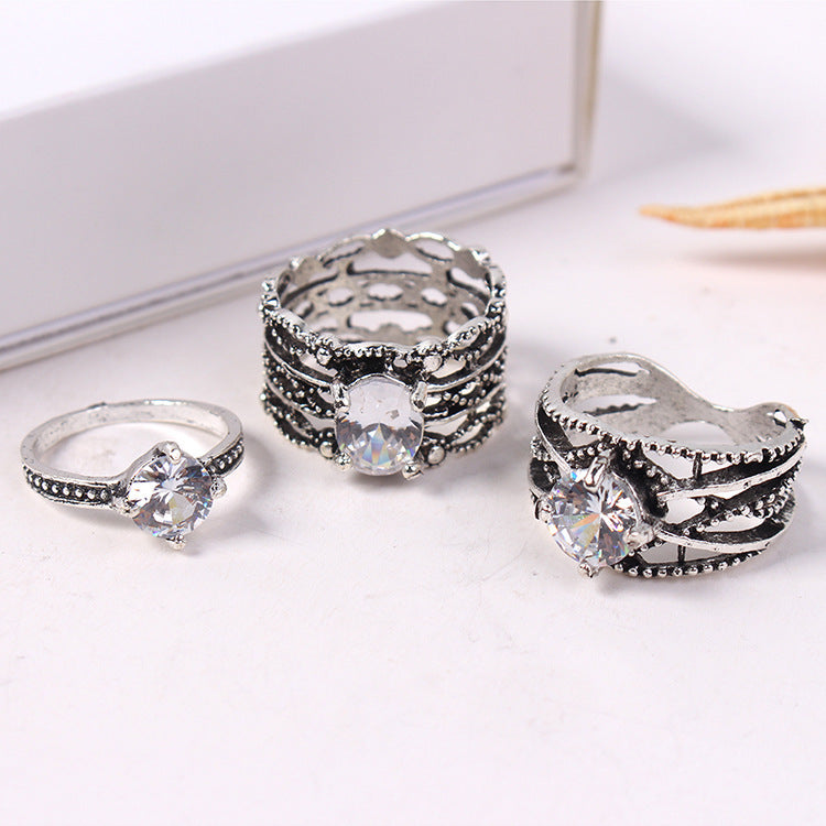 Jewelry Exaggerated Trend Ring Retro 3-piece Set