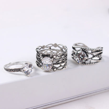 Jewelry Exaggerated Trend Ring Retro 3-piece Set